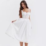 Sexy White Sexy Midi Dress Lace Strap Dress Summer Women Clothing
