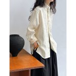 Women’s Texture Jacquard Stand Collar High-Grade Feeling Tong Qin Top