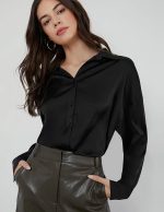 Women's Satin Silk Button-down Shirt