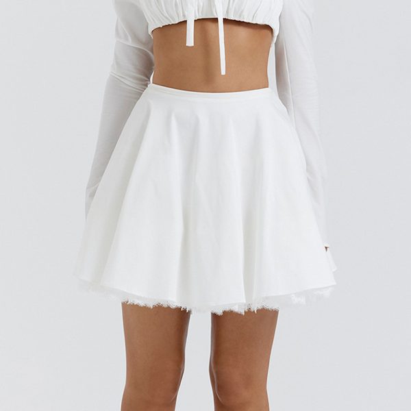 Sexy Women Clothing Bowknot Lace Skirt Sexy White Skirt Summer Sweet Spicy Small Skirt