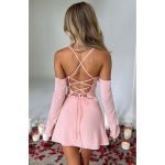 Summer Sexy Sexy Slim Fit Halter Spaghetti Straps Oversleeve Backless Lace up A line Dress