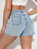 Spring Summer Denim Shorts Pants High Waist Raw Hem Ripped Korean Loose Casual Shorts Outfit Ideas