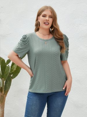 Plus Size Loose-Fitting Casual T-shirt for Women: Round Neck Short Sleeve Office Top, Perfect for Spring/Summer