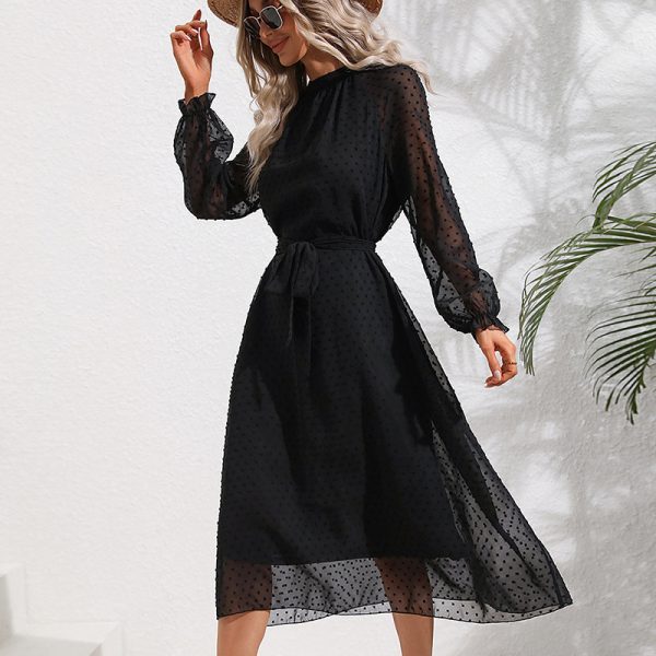 Autumn Women Dress Waist Slimming Long Sleeve Elegant Dress