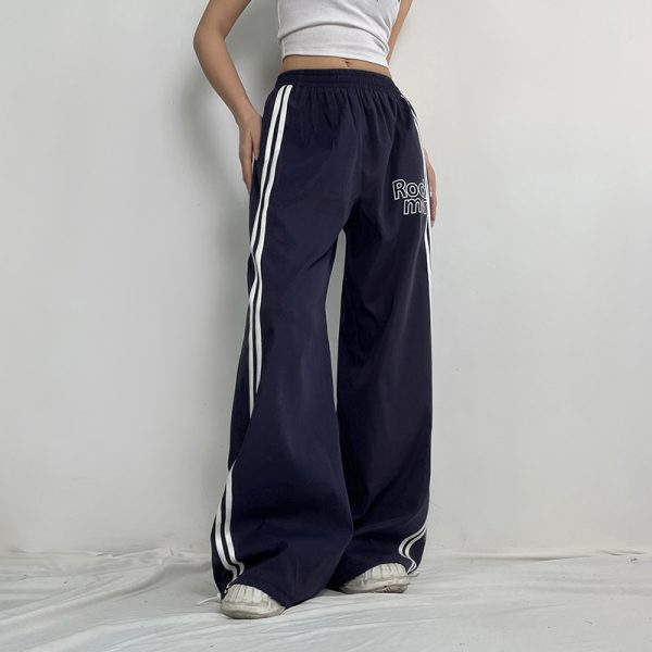 Street Cool Ribbon Stitched Wide Leg Trousers