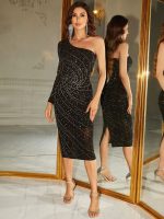 Sexy Formal Dress: Rhinestone Embellished, Off-Shoulder Design