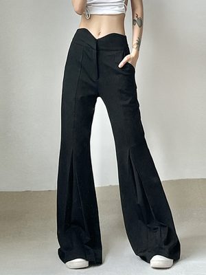 Asymmetric Grinding Design Stitching Pleating Slimming Horn Draped Work Pant