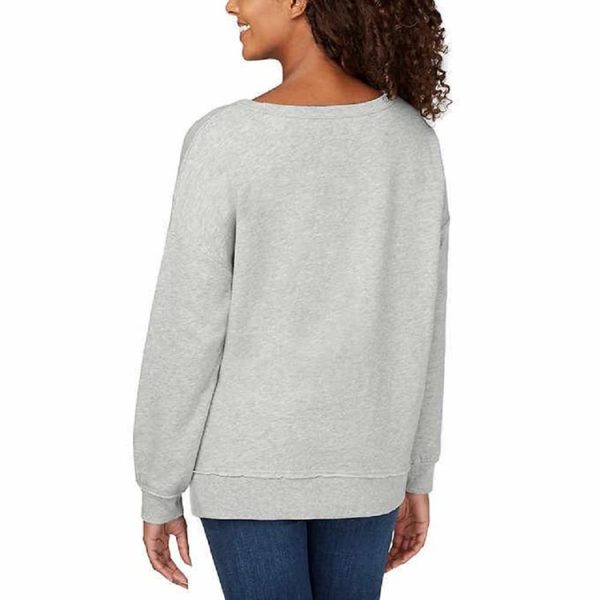 Round Neck Long Sleeve Solid Color Side Slit Sweatshirt Top: Women's Autumn/Winter Casual Wear