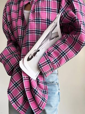 Retro University Plaid Women Loose Shirt Autumn Outfit Ideas