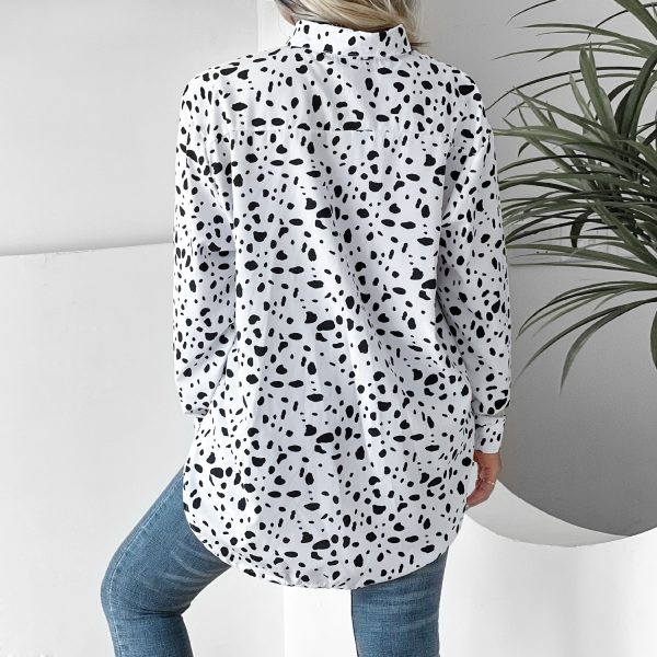 Collared Print Shirt Long Sleeve Leopard Casual Print Outfit Ideas