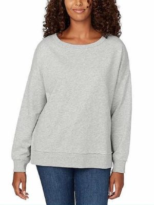 Round Neck Long Sleeve Solid Color Side Slit Sweatshirt Top: Women's Autumn/Winter Casual Wear