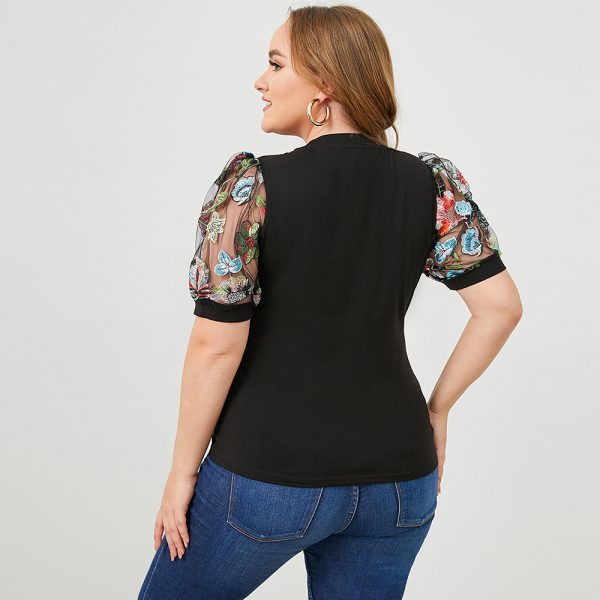 New Summer Ethnic Floral Printed Slimming Office Wear: Round Neck Short Sleeve