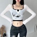 Two Piece Butterfly Print Sexy T shirt