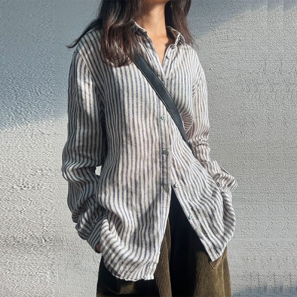 Non Printed Linen Striped Shirt Outfit Ideas