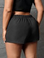 Plus Size Autumn/Winter Elastic Waist Workwear Culottes: Straight Shorts Casual Pants for Women