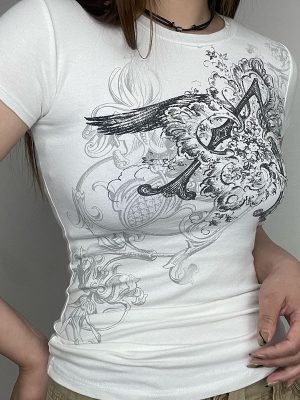 Sexy Abstract Print Tee: Summer Chest-Flattering