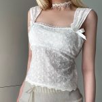 Jacquard Short Vest: Girlish Outfit Ideas with Lace Bow