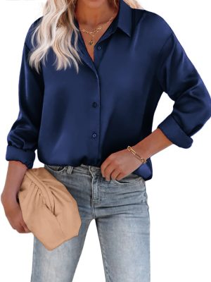 Women's Satin Silk Button-down Shirt