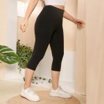 Plus Size Spring Solid Color Slim Fit Cropped Skinny Pants: Women's Slimming Base Wear"