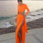 Summer Irregular Asymmetric Design Sexy Slim Long Sleeve Cropped Outfit Backless Slit Dress Women Clothing