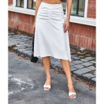 Solid Color Pleated Skirt: Women's Clothing