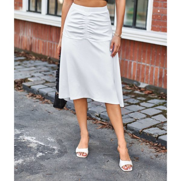 Solid Color Pleated Skirt: Women's Clothing