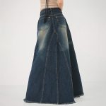 Fashionable High Waist Vertical Stripe Design Denim Skirt
