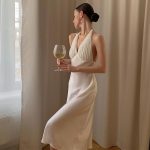 Sexy High Waist Midi Strap Type Sleeveless V-neck One-Step Dress Pleated Dress