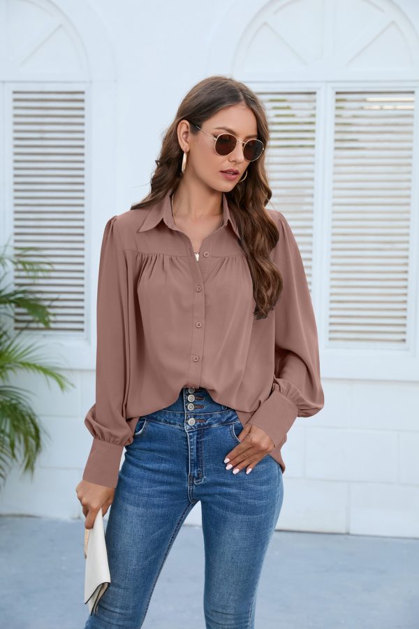 Spring/Autumn Chiffon Pleated Shirt: Women's Top