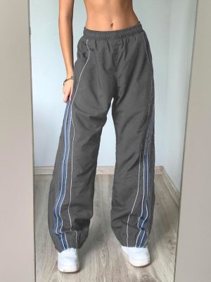 Winter High Waist Striped Trouser: Casual Slimming