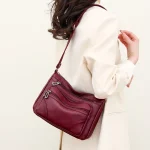 Retro Solid Color PU Leather Women's Exquisite Shopping Bag