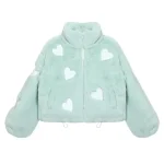 Reflective Butterfly Heart Plush Warm Fur Coat Y2k