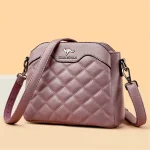 High Quality Leather Diamond Grid Pattern Embroidery Small Crossbody Bags