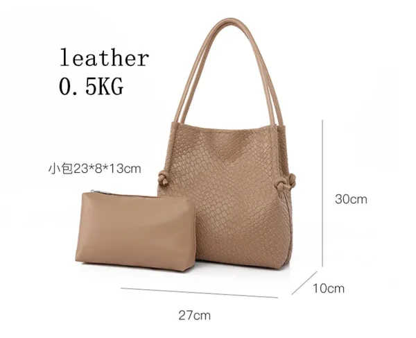 Luxury Leather Large Capacity Two in one Tote Designer Woven Leather Shoulder Bag