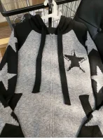 Star Zipper Retro Loose Knitted Cardigan Harajuku Long-sleeved Hoodie