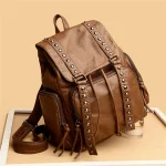 Designer Belt Rivet Soft Leather bHigh-capacity Travel Backpack Sac