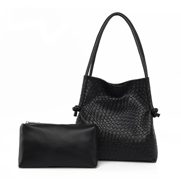 Luxury Leather Large Capacity Two in one Tote Designer Woven Leather Shoulder Bag