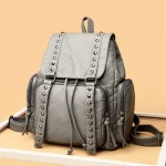 Designer Belt Rivet Soft Leather bHigh-capacity Travel Backpack Sac