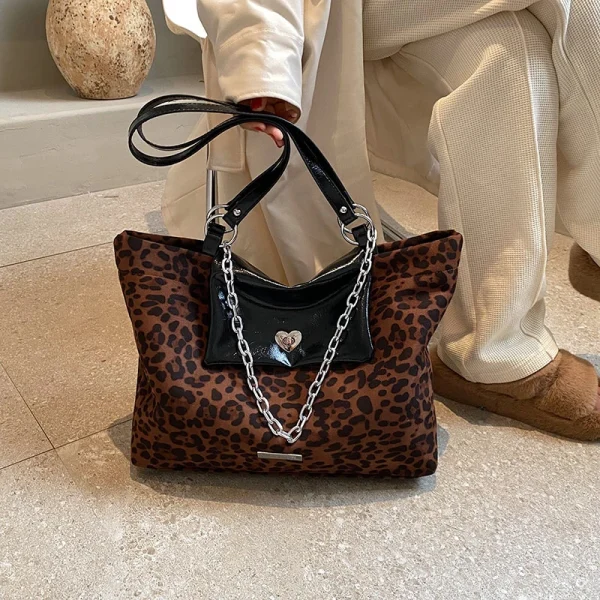 Big Size Leopards Pattern Women Handbag