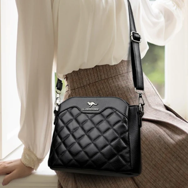 High Quality Leather Diamond Grid Pattern Embroidery Small Crossbody Bags