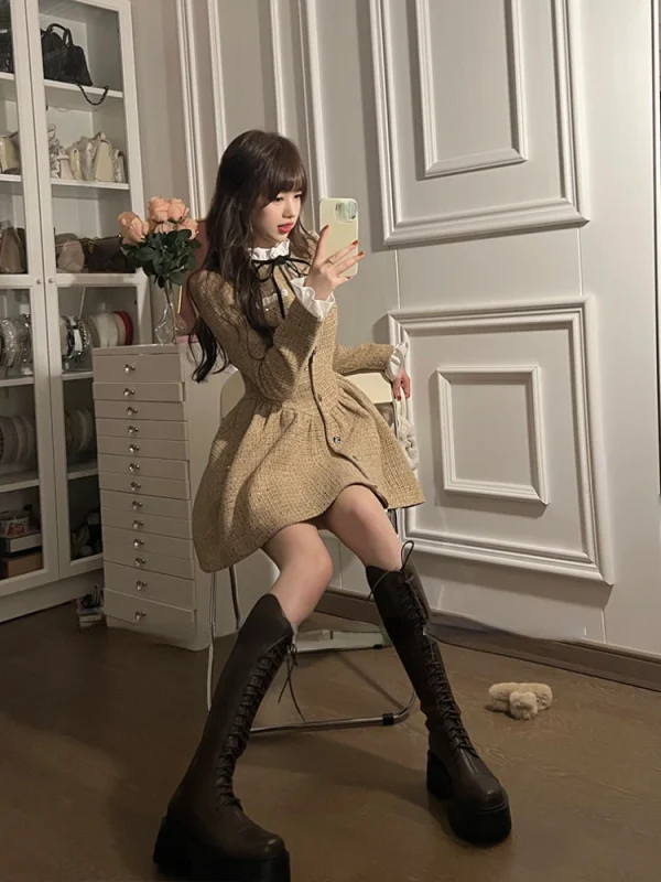 Korean Fashion Long Sleeve Y2k Mini Dress