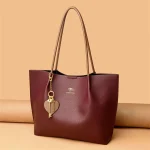 Leisure Soft Leather Large Capacity Shopping Shoulder Bags