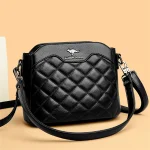 High Quality Leather Diamond Grid Pattern Embroidery Small Crossbody Bags