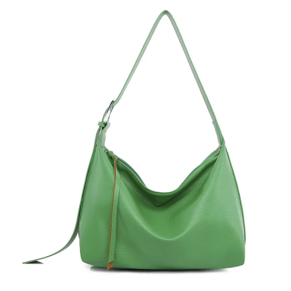 Vintage Pu leather Underarm Solid Color Zipper Female Handbag