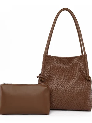 Two in one Tote Designer Woven Leather High Quality Women's Shoulder Bag