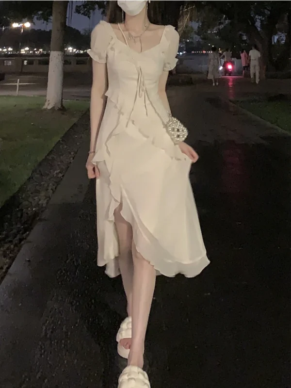 Long Sleeve Crop Tops + Elegant Solid Strap 2 Piece Midi Dress Set