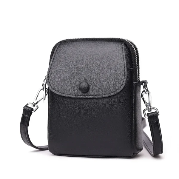 100% cowhide  Solid Color Single Shoulder Crossbody Bag