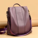 Anti-theft Leather Backpack Vintage Shoulder  Large Capacity Travel Rucksack