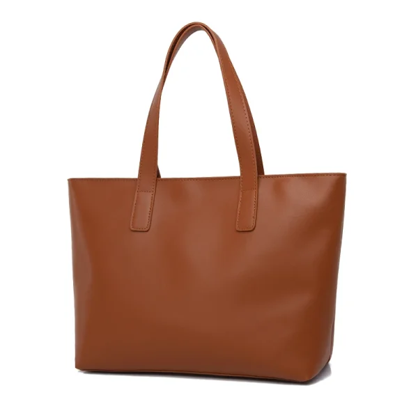 Leather Solid Color Large Capacity Reusable Shopping Beach Bag