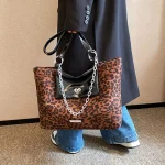 Big Size Leopards Pattern Women Handbag